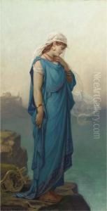 The Poetess Sappho In Contemplation by Louis Hector Leroux
