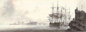Dutch warships lying in an exotic harbour