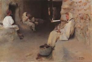 Outside The Hammam by Paul Alexandre Alfr. Leroy