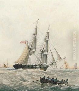 A brig running up the Channel by Robert Cleveley