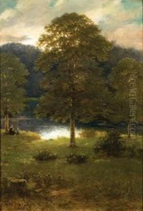 A Quiet Afternoon By The River by George Dunlop, R.A., Leslie