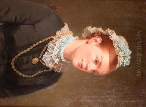 Portrait, Bust Length, Of A Young Girl Seated On A Chair by George Dunlop, R.A., Leslie
