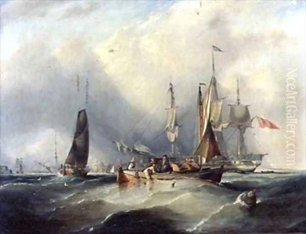 A Man o War and Fishing Boats off Southsea - view 1