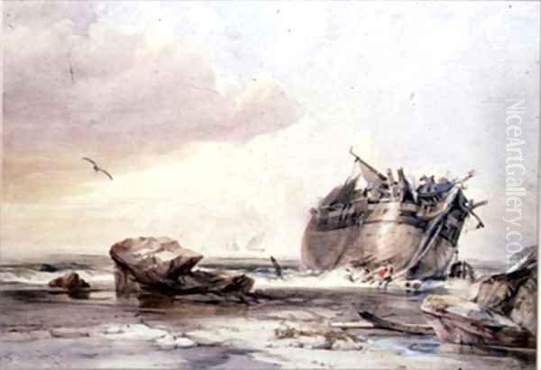Rocky Shore with Dismantled Vessel - view 1
