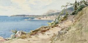 Au Bord De La Mer, Menton by Ernest Louis Lessieux