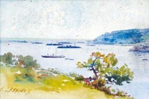 Marine Militaire Dans La Rade De Villefranche by Ernest Louis Lessieux