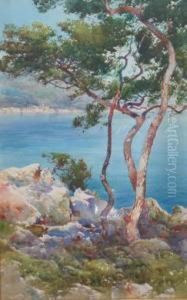 Vue De Menton by Ernest Louis Lessieux