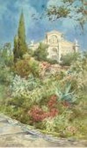 Exotic Blooms By The Church 
Steps; And A Bridge Above A Viaduct Over A Mediterranean Gorge