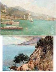 Views Of Cap Martin; Monaco by Ernest Louis Lessieux