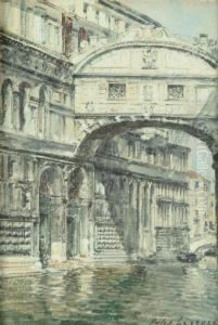Apair Of Venetian Scenes by Jules Lessore