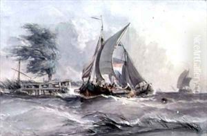 A Windy Day Boats in a Gale by George the Elder Chambers