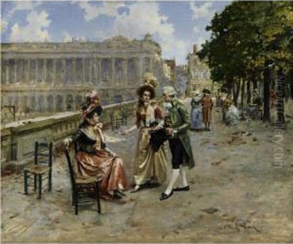 Elegant Ladies At The Tuileries Gardens, Paris - view 1