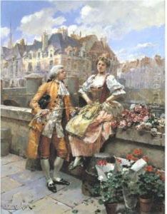 The Flower Seller On The Quais In Paris by Henri Victor Lesur