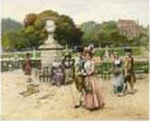 Elegant Figures Strolling In A Park Elegant Figures Strolling In A Park