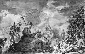 Neptune crowned by a Putto surrounded by Sea Gods and Goddesses Neptune crowned by a Putto surrounded by Sea Gods and Goddesses