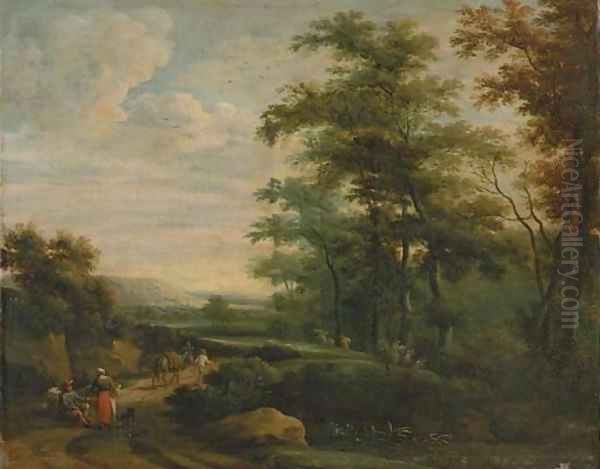 Travelers on a path - view 1