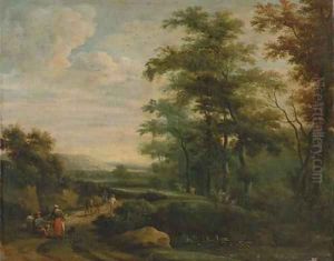 Travelers on a path by Martinus De La Court