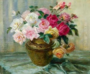 Bunter Rosenstraus In Vase by Louis Letsch