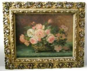 Stilleben. In Einer Reliefierten
Bronzeschale Rosengesteck. Unten Rechts Signiert Louis Letsch by Louis Letsch