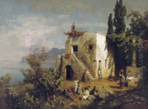 Daily Activities Along The Italian Coast by August Wilhelm Leu