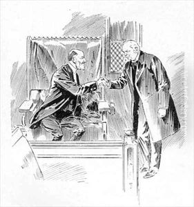 The Prime Minister greets the Serjeant at Arms by Ralph Cleaver
