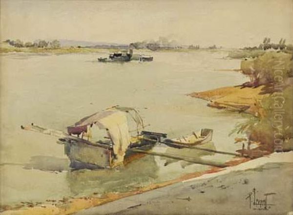 Barques Et Remorqueur Pres D'avignon - view 1