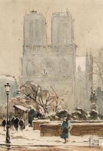 Views Of Paris, Including Notre Dame And The Place Vendome by Rene Leverd