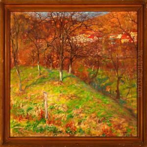 View Through Forest To Asmall Village by Vassilij Levi