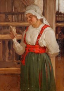 Portrait Of Young Woman by Vassilij Levi