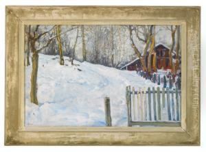 House On The Edge Of The Woods In Winter - Hagaparken by Vassilij Levi