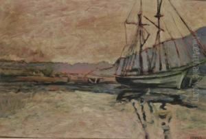 Marina Con Veliero by Adolfo Levier