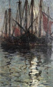 Velieri In Porto by Adolfo Levier