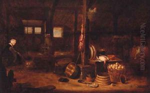 The interior of a cottage by Govert Dircksz. Camphuysen