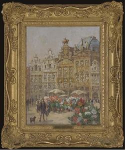 The Flower Stall by Sophus Theobald Levinsen
