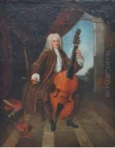 Gentilhomme Jouant De La Viole De Gambe by Robert Tournieres