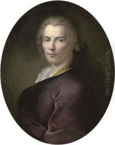 Portrait Of Gentleman, Bust-length In A Burgundy Coat With Goldlining