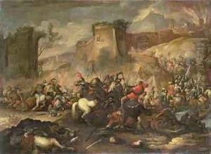 Cavalry skirmishes between Crusaders and Turks by Antonio Calza