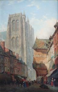 Rue Animeedevant La Cathedrale D'abbeville