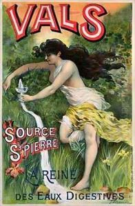 Poster advertising Source St Pierre eau de Vals natural mineral water by L. Courchez