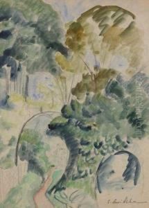 Paysage Bleu Et Vert by Sonia Lewitska