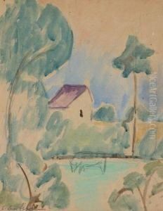 Route Dans La Campagne - Vache Broutant by Sonia Lewitska