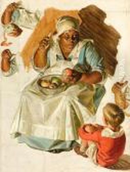 The Story Teller, Saturday Evening Post Cover Study - view 1