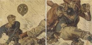Football Scrimmage: A Pair Of Works by Joseph Christian Leyendecker