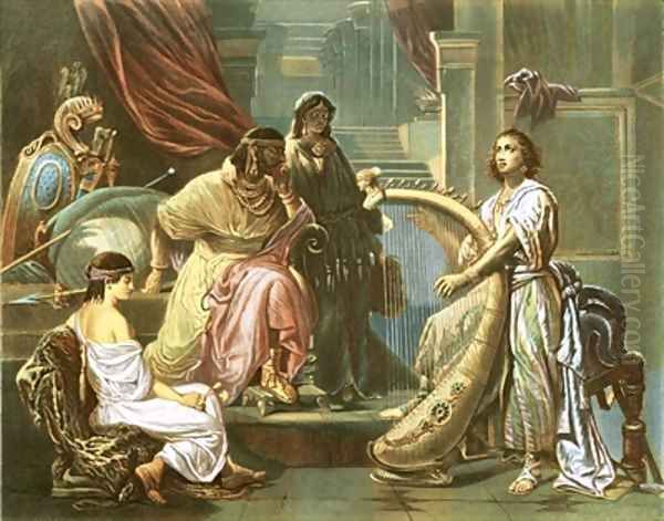 David playing the harp for Saul - view 1