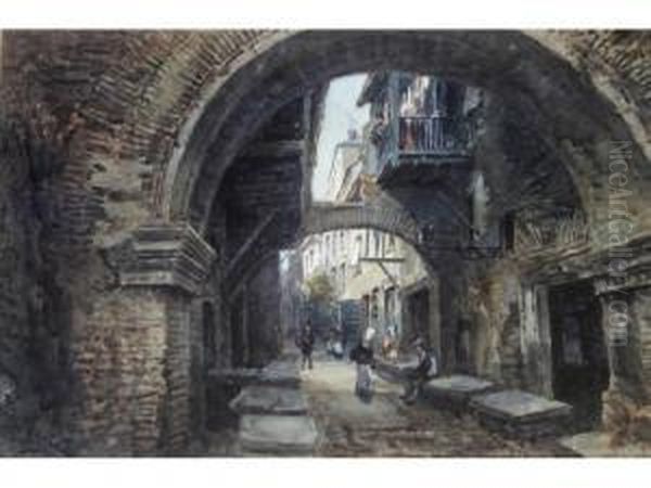 Figures On A Continental Backstreet - view 1
