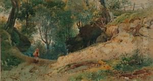 A Woman At The Entrance To An Old Quarry
