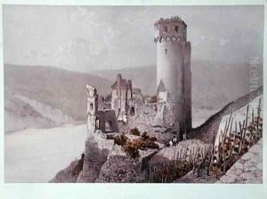 Schloss Ehrenfels in the Rhine Valley by Eugene Ciceri