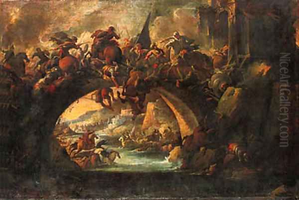 A battle on a bridge during a siege - view 1