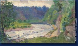 Paysage A La Riviere by Modeste Jean Lhomme