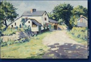 Entree De Village by Modeste Jean Lhomme